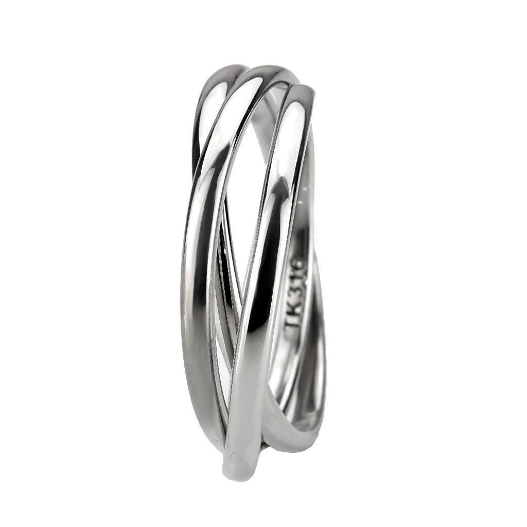 TK3743 - High polished Stainless Steel Interlocking Ring - Jewelry Store by Erik Rayo