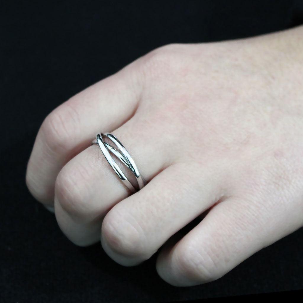 TK3743 - High polished Stainless Steel Interlocking Ring - Jewelry Store by Erik Rayo