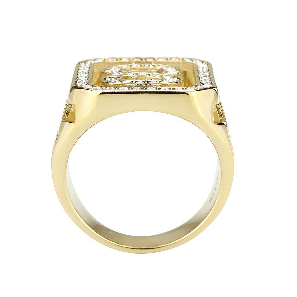 TK3757 - IP Gold(Ion Plating) Stainless Steel Ring with Top Grade Crystal in Clear - Jewelry Store by Erik Rayo