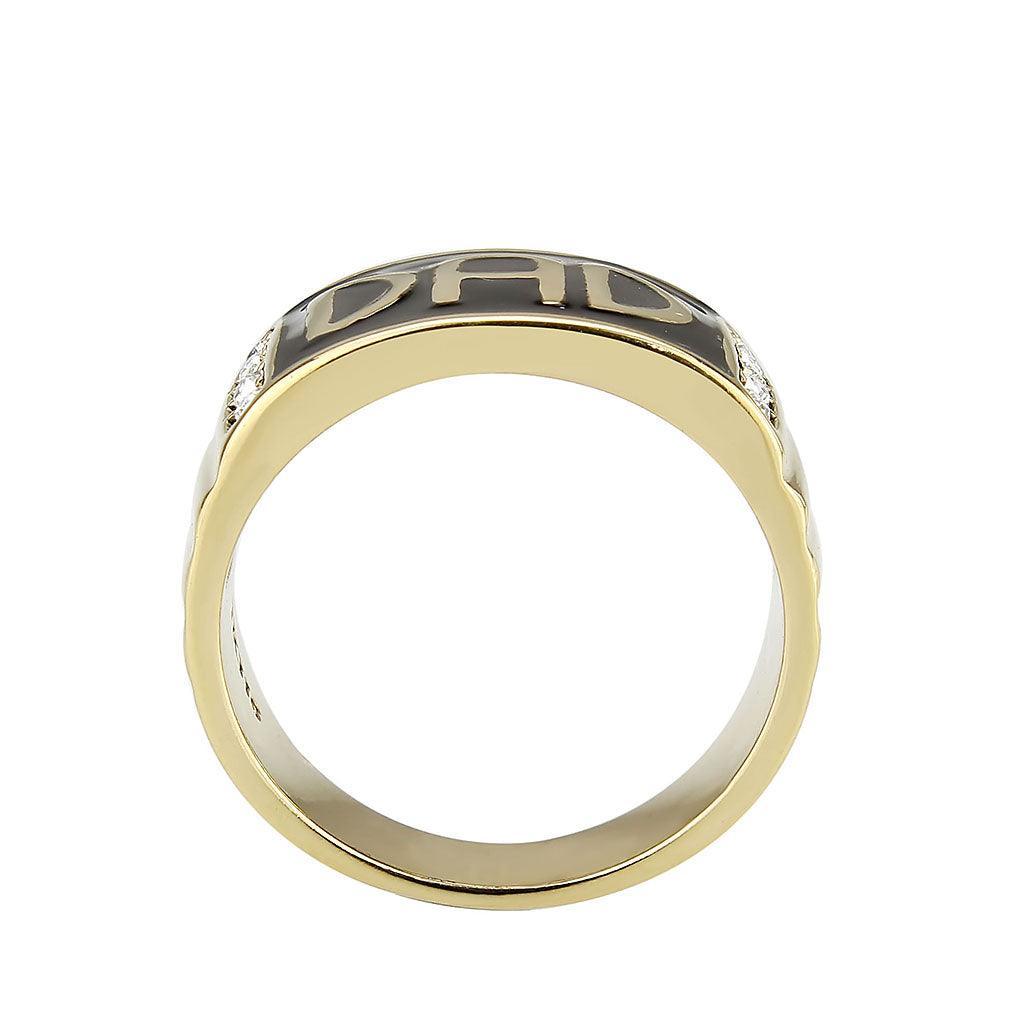 TK3760 - IP Gold(Ion Plating) Stainless Steel Ring with Top Grade Crystal in Clear - Jewelry Store by Erik Rayo