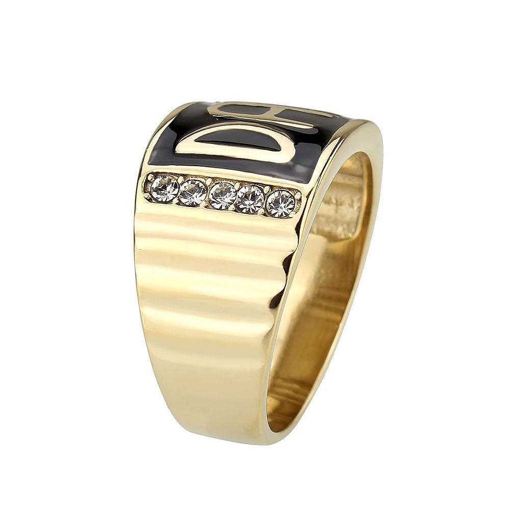 TK3760 - IP Gold(Ion Plating) Stainless Steel Ring with Top Grade Crystal in Clear - Jewelry Store by Erik Rayo