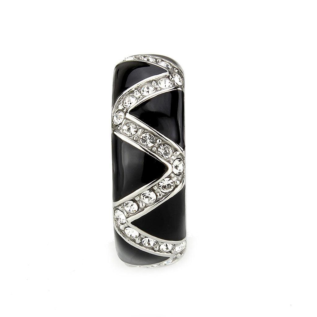 TK3773 - High polished (no plating) Stainless Steel Ring with Top Grade Crystal in Clear - Jewelry Store by Erik Rayo