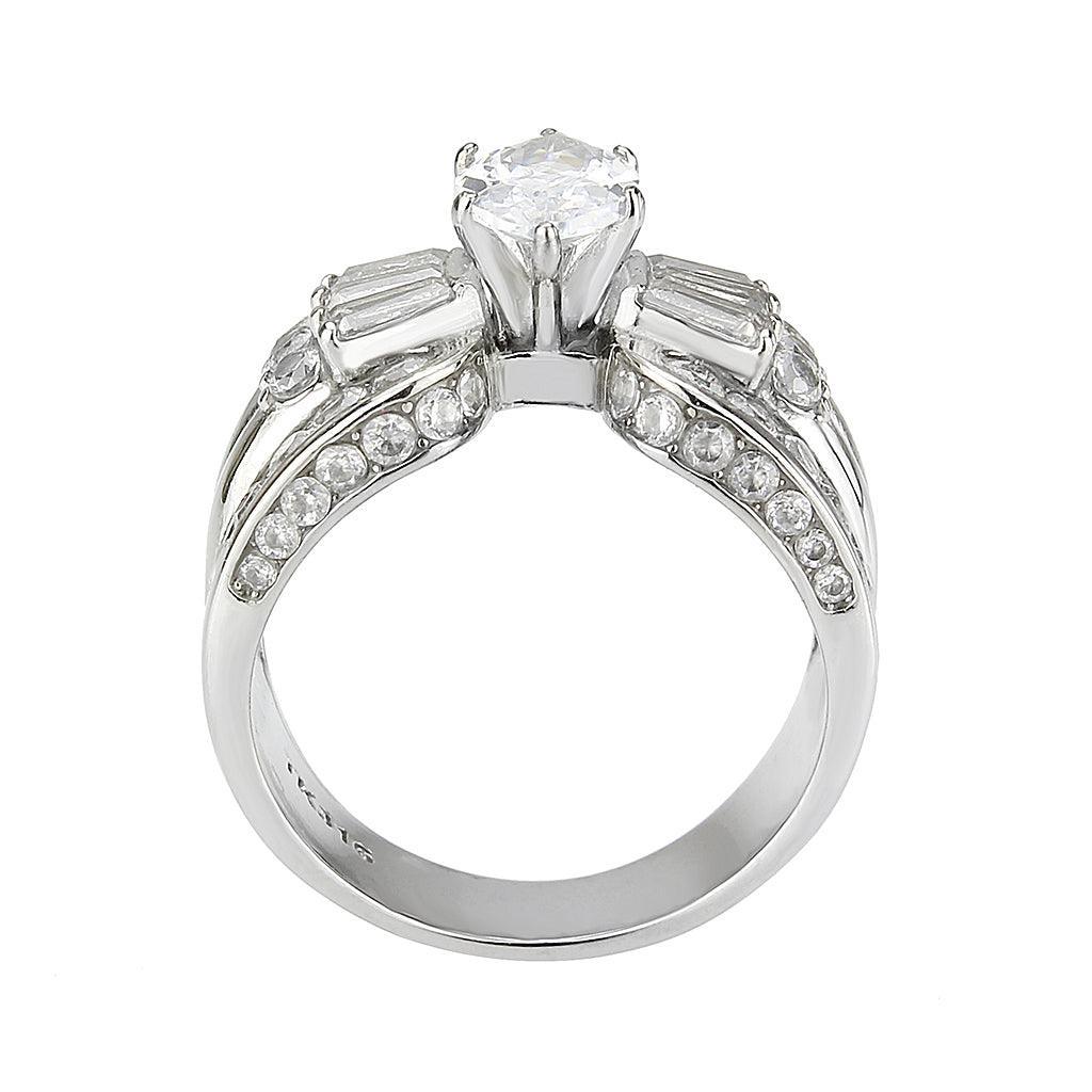 TK3777 - High polished (no plating) Stainless Steel Ring with AAA Grade CZ in Clear - Jewelry Store by Erik Rayo