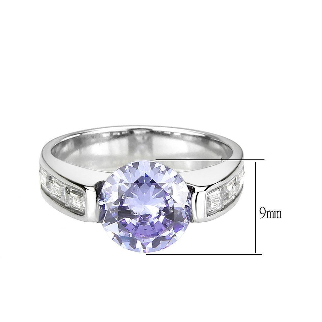 TK3780 - High polished (no plating) Stainless Steel Ring with AAA Grade CZ in LightAmethyst - Jewelry Store by Erik Rayo