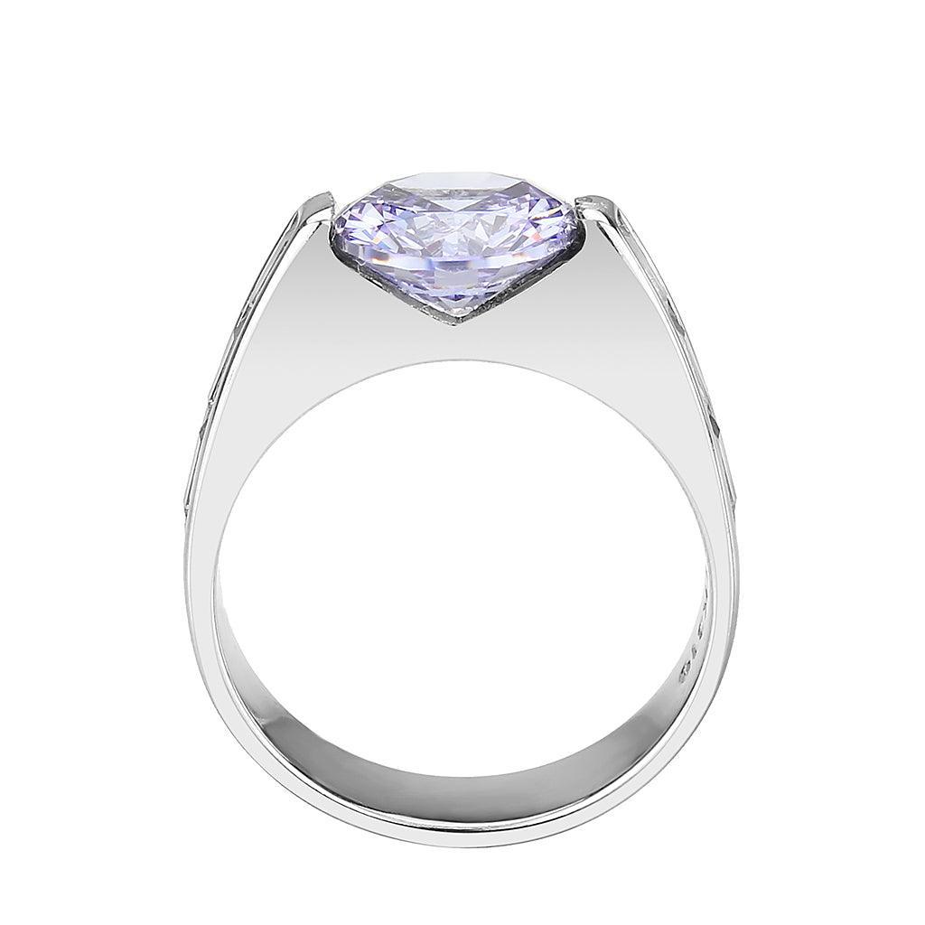 TK3780 - High polished (no plating) Stainless Steel Ring with AAA Grade CZ in LightAmethyst - Jewelry Store by Erik Rayo