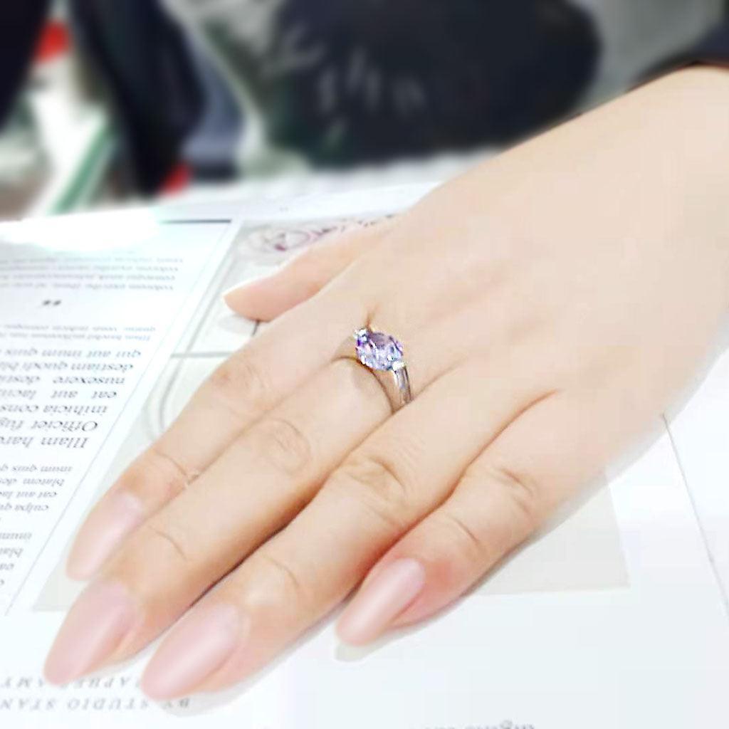 TK3780 - High polished (no plating) Stainless Steel Ring with AAA Grade CZ in LightAmethyst - Jewelry Store by Erik Rayo