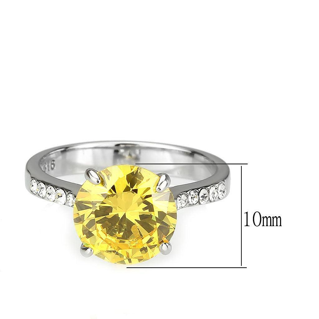 TK3783 - High polished (no plating) Stainless Steel Ring with AAA Grade CZ in Topaz - Jewelry Store by Erik Rayo