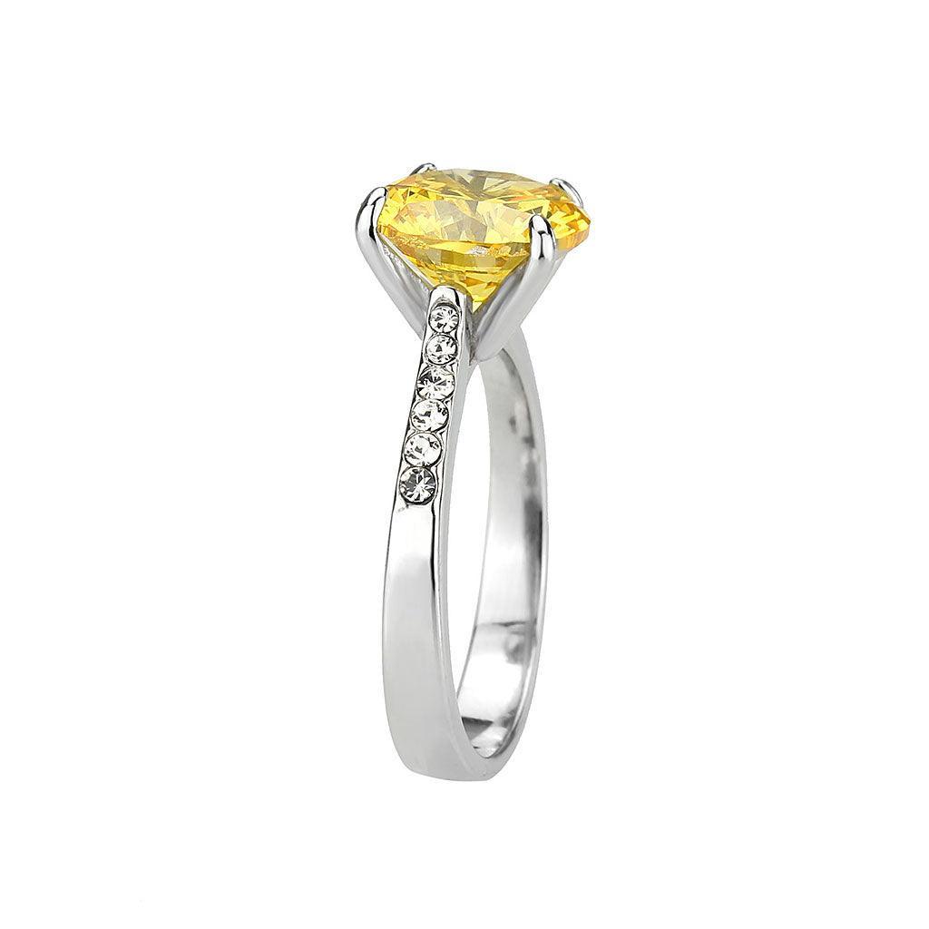 TK3783 - High polished (no plating) Stainless Steel Ring with AAA Grade CZ in Topaz - Jewelry Store by Erik Rayo