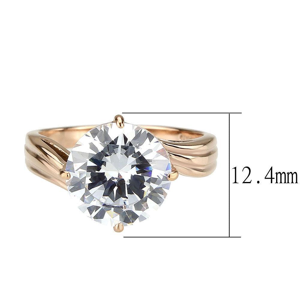 TK3785 - IP Rose Gold(Ion Plating) Stainless Steel Ring with AAA Grade CZ in Clear - Jewelry Store by Erik Rayo