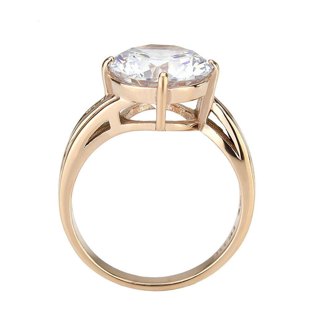 TK3785 - IP Rose Gold(Ion Plating) Stainless Steel Ring with AAA Grade CZ in Clear - Jewelry Store by Erik Rayo