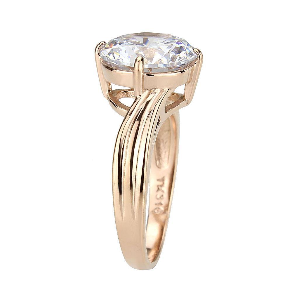 TK3785 - IP Rose Gold(Ion Plating) Stainless Steel Ring with AAA Grade CZ in Clear - Jewelry Store by Erik Rayo
