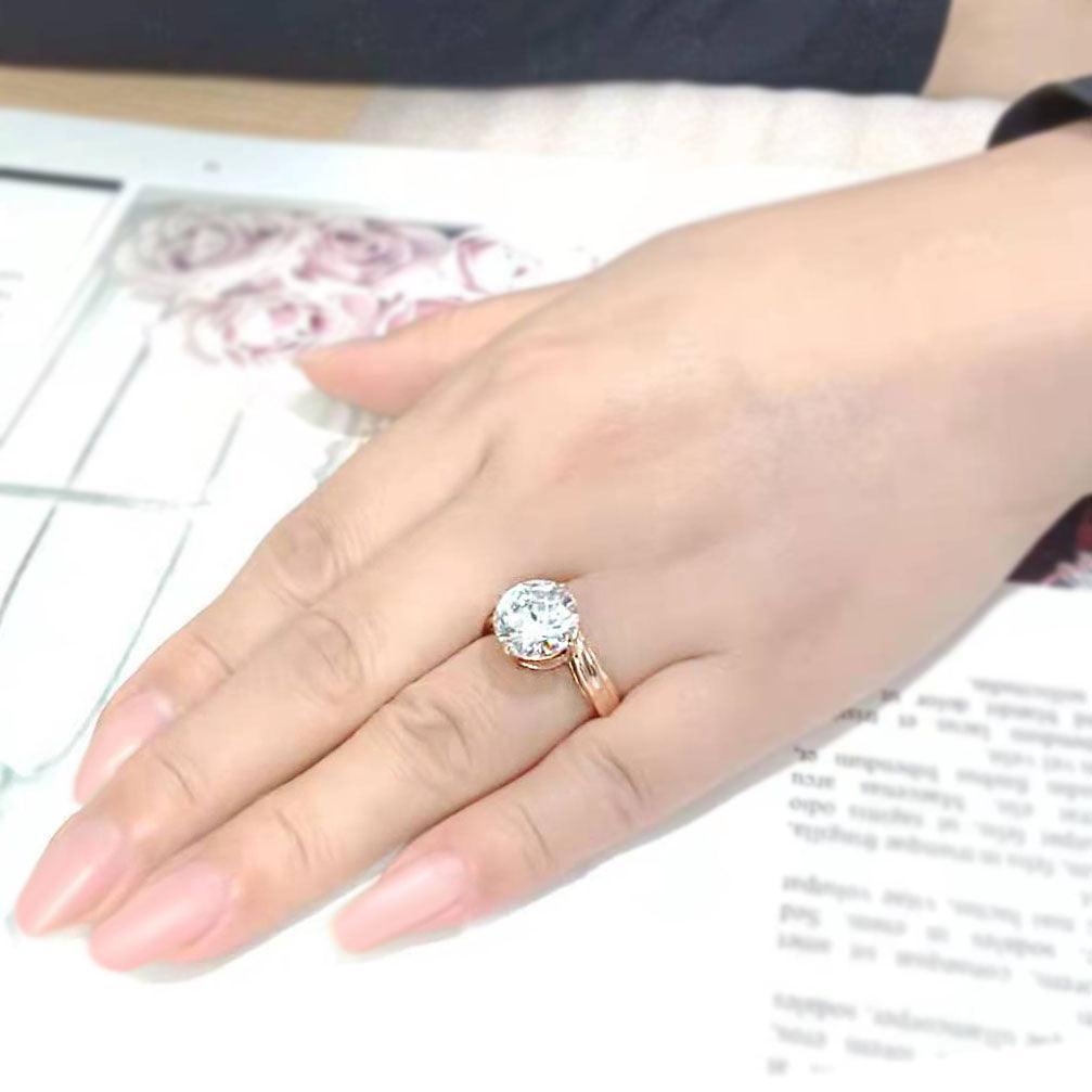 TK3785 - IP Rose Gold(Ion Plating) Stainless Steel Ring with AAA Grade CZ in Clear - Jewelry Store by Erik Rayo