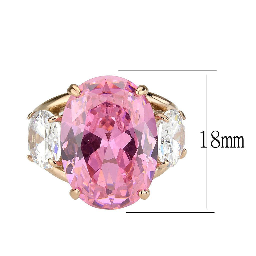 TK3789 - IP Rose Gold(Ion Plating) Stainless Steel Ring with AAA Grade CZ in Rose - Jewelry Store by Erik Rayo