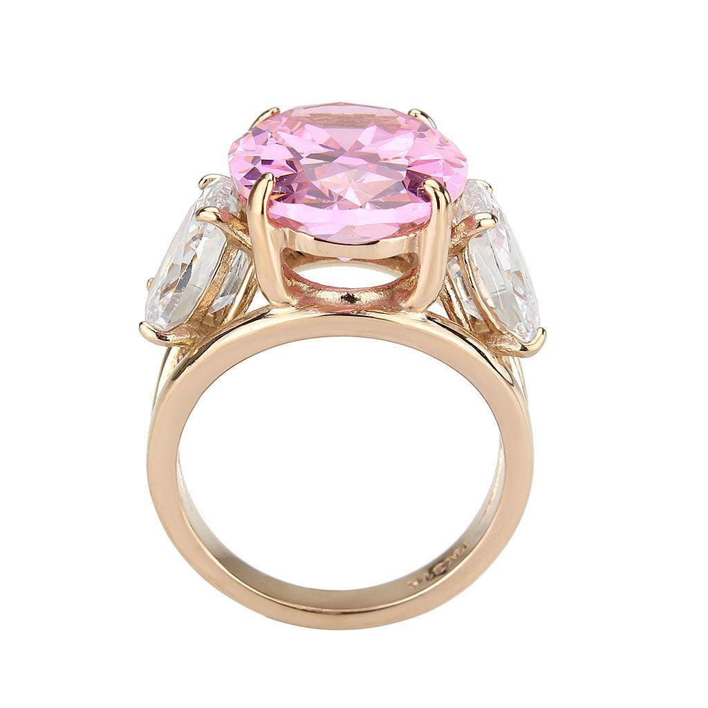 TK3789 - IP Rose Gold(Ion Plating) Stainless Steel Ring with AAA Grade CZ in Rose - Jewelry Store by Erik Rayo