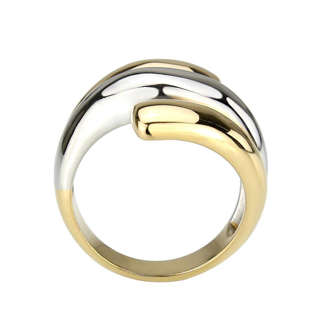 TK3796 - Two Tone IP Gold (Ion Plating) Stainless Steel Ring with NoStone in No Stone - Jewelry Store by Erik Rayo
