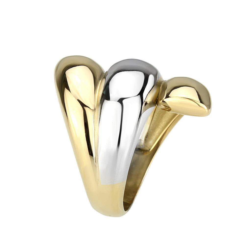 TK3796 - Two Tone IP Gold (Ion Plating) Stainless Steel Ring with NoStone in No Stone - Jewelry Store by Erik Rayo