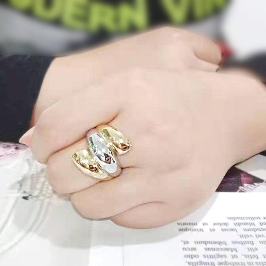 TK3796 - Two Tone IP Gold (Ion Plating) Stainless Steel Ring with NoStone in No Stone - Jewelry Store by Erik Rayo