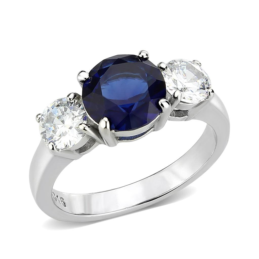 TK3808 - High polished (no plating) Stainless Steel Ring with Synthetic in Montana - Jewelry Store by Erik Rayo