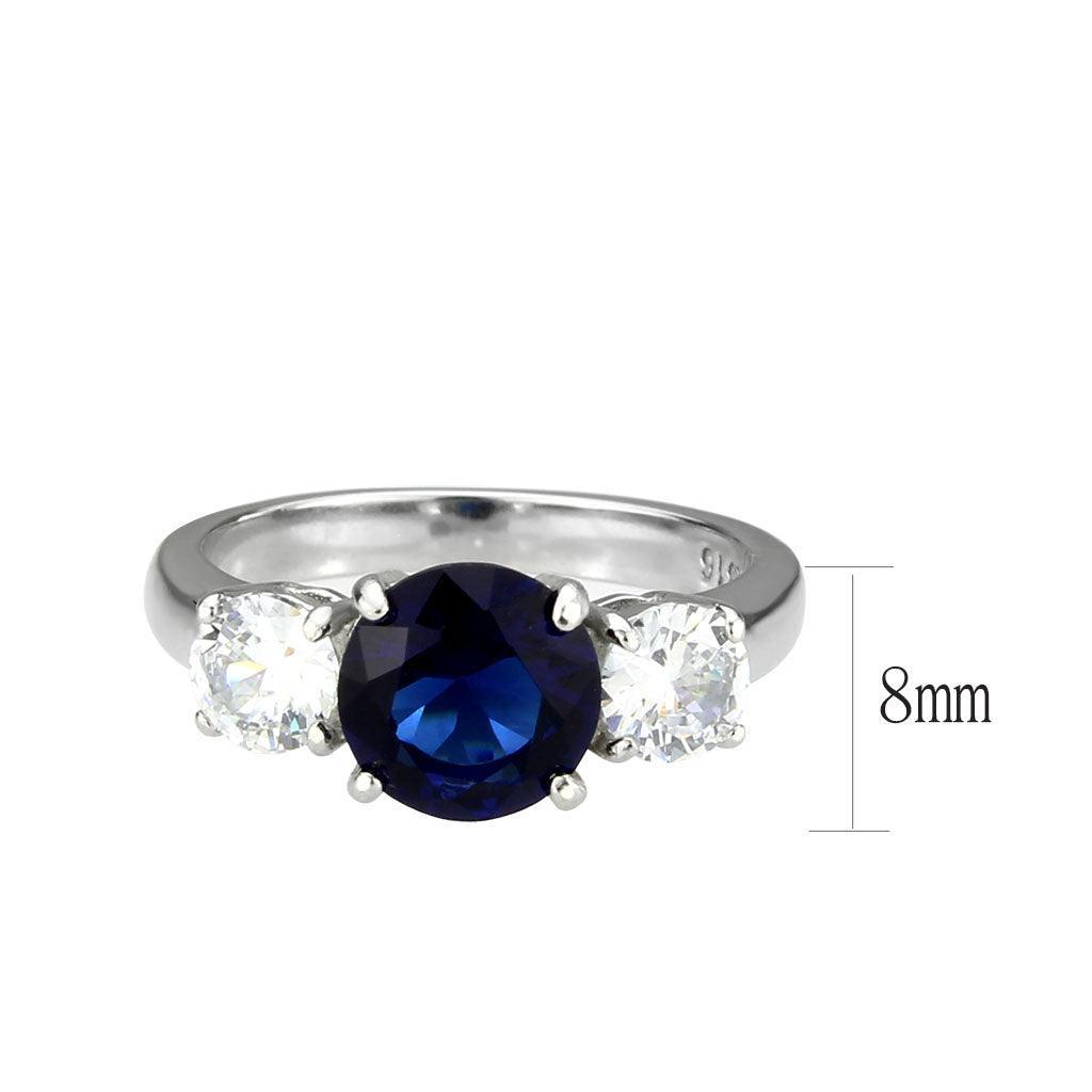 TK3808 - High polished (no plating) Stainless Steel Ring with Synthetic in Montana - Jewelry Store by Erik Rayo