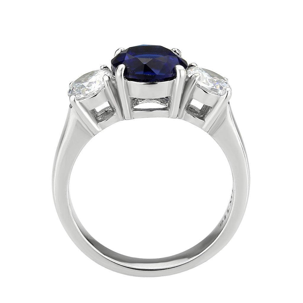 TK3808 - High polished (no plating) Stainless Steel Ring with Synthetic in Montana - Jewelry Store by Erik Rayo