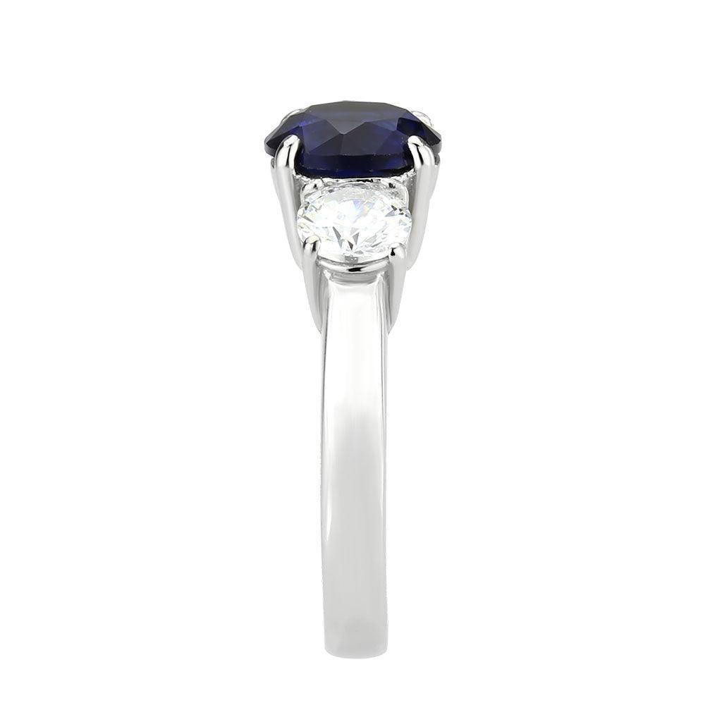 TK3808 - High polished (no plating) Stainless Steel Ring with Synthetic in Montana - Jewelry Store by Erik Rayo