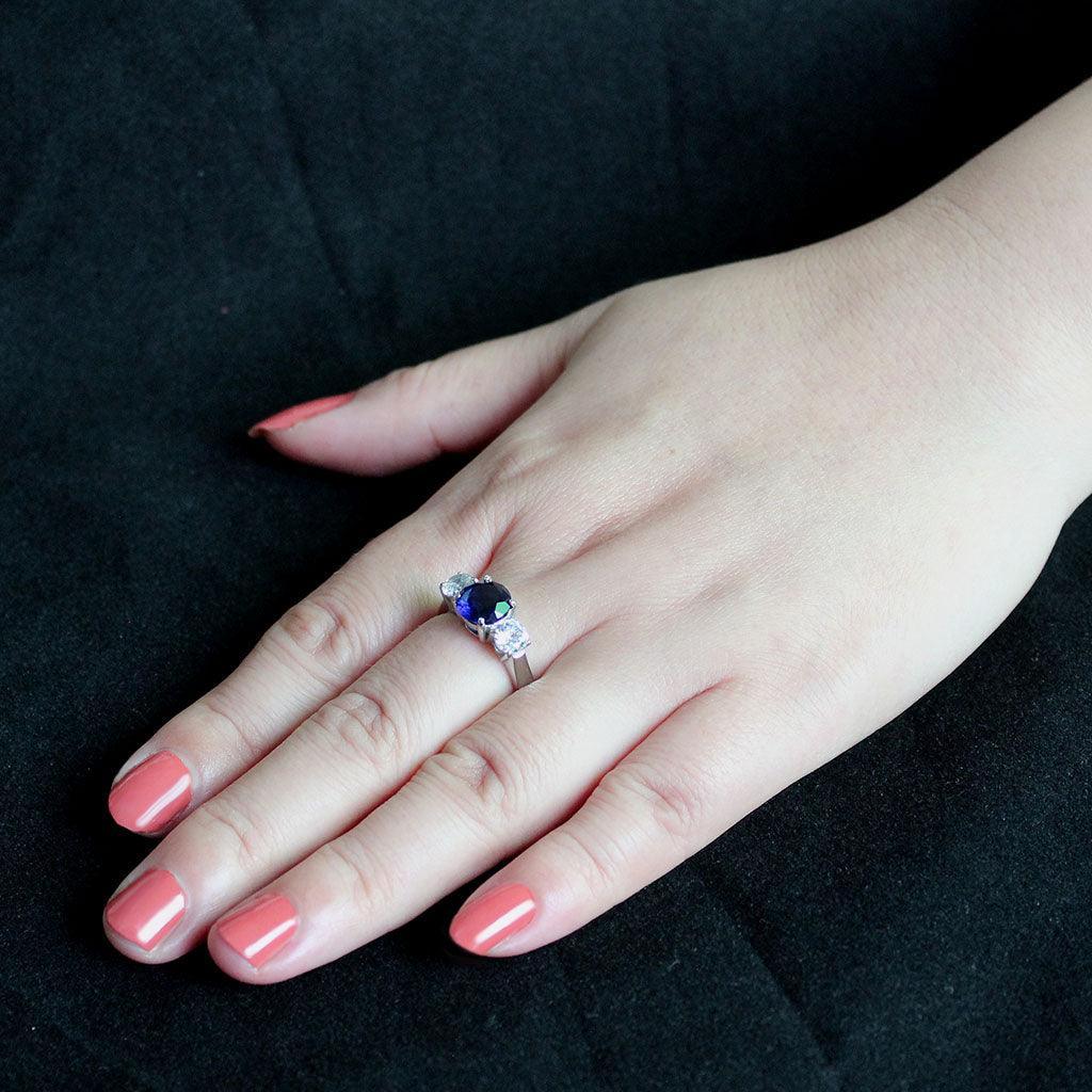 TK3808 - High polished (no plating) Stainless Steel Ring with Synthetic in Montana - Jewelry Store by Erik Rayo