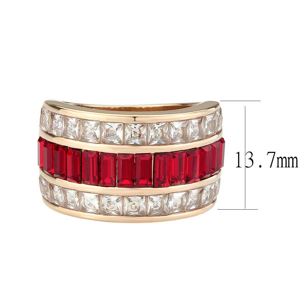 TK3823 - IP Rose Gold(Ion Plating) Stainless Steel Ring with Top Grade Crystal in Red Series - Jewelry Store by Erik Rayo