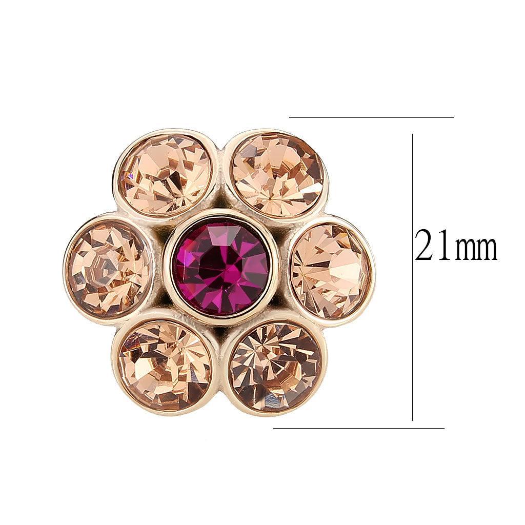 TK3824 - IP Rose Gold(Ion Plating) Stainless Steel Ring with Top Grade Crystal in MultiColor - Jewelry Store by Erik Rayo