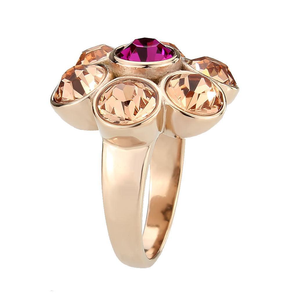 TK3824 - IP Rose Gold(Ion Plating) Stainless Steel Ring with Top Grade Crystal in MultiColor - Jewelry Store by Erik Rayo