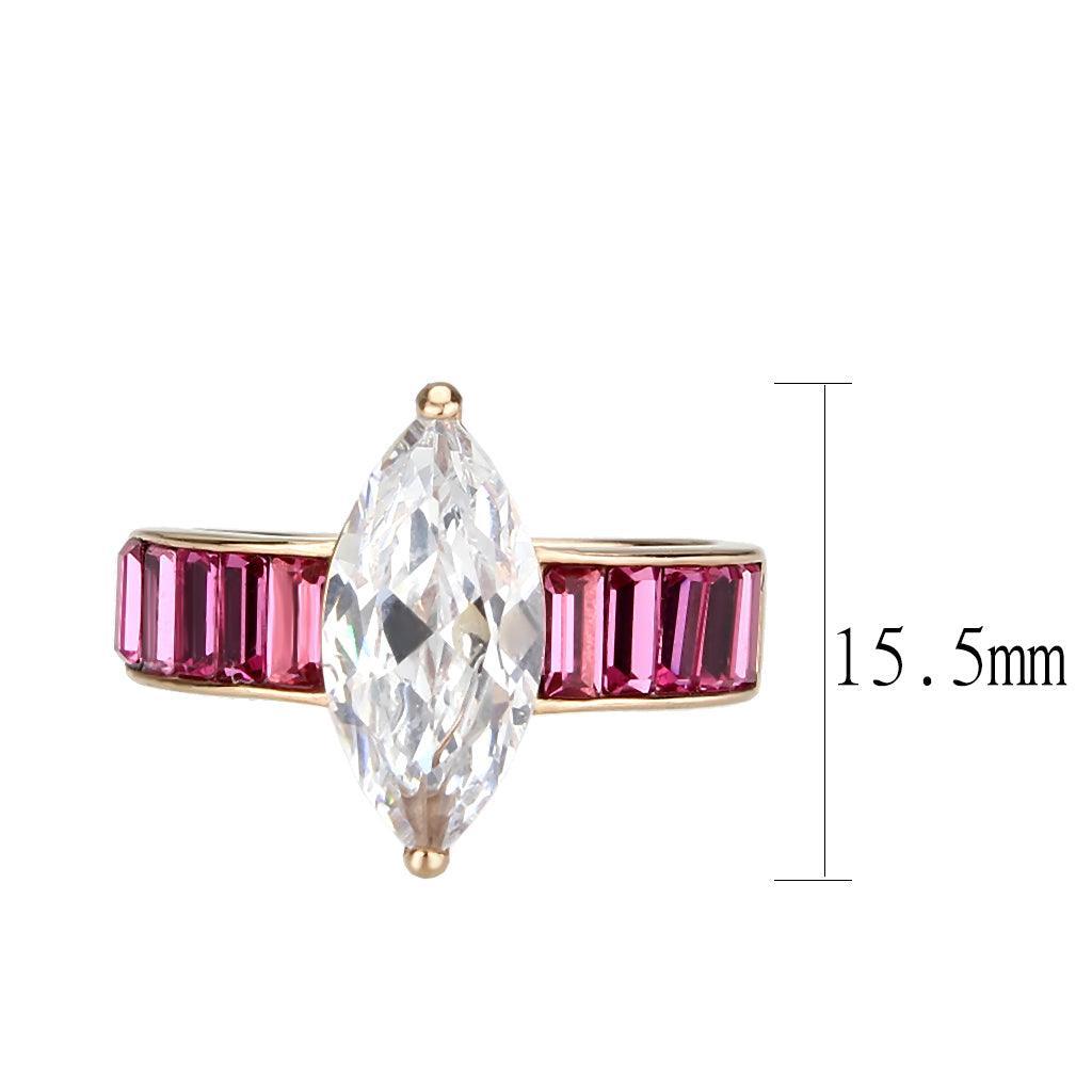 TK3825 - IP Rose Gold(Ion Plating) Stainless Steel Ring with AAA Grade CZ in Clear - Jewelry Store by Erik Rayo