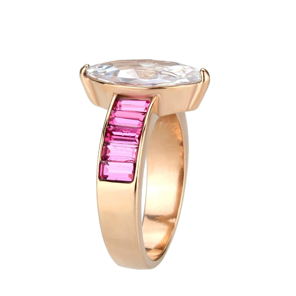 TK3825 - IP Rose Gold(Ion Plating) Stainless Steel Ring with AAA Grade CZ in Clear - Jewelry Store by Erik Rayo