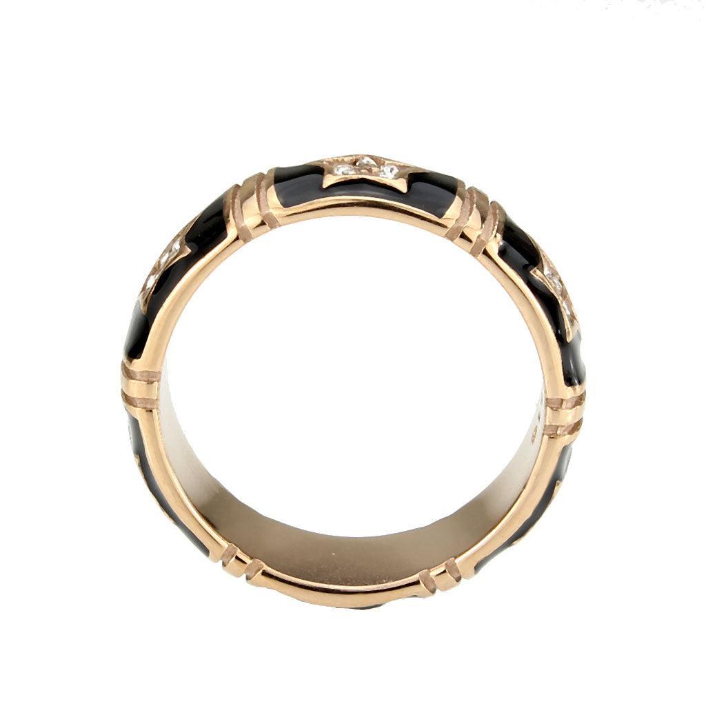 TK3826 - IP Rose Gold(Ion Plating) Stainless Steel Ring with Top Grade Crystal in Clear - Jewelry Store by Erik Rayo