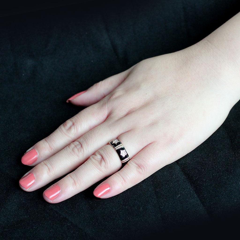 TK3826 - IP Rose Gold(Ion Plating) Stainless Steel Ring with Top Grade Crystal in Clear - Jewelry Store by Erik Rayo