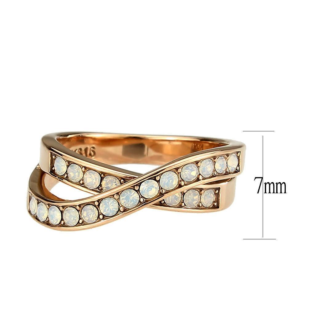 TK3828 - IP Rose Gold(Ion Plating) Stainless Steel Ring with Top Grade Crystal in Fireopal - Jewelry Store by Erik Rayo