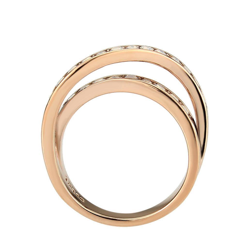 TK3828 - IP Rose Gold(Ion Plating) Stainless Steel Ring with Top Grade Crystal in Fireopal - Jewelry Store by Erik Rayo