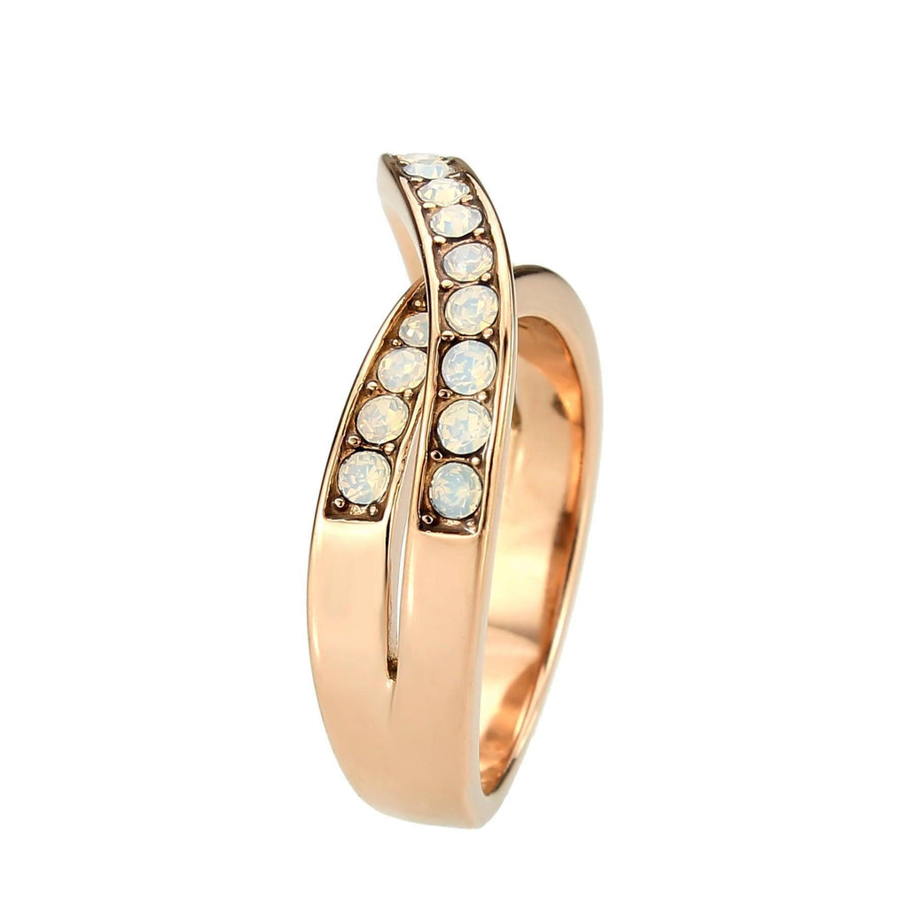 TK3828 - IP Rose Gold(Ion Plating) Stainless Steel Ring with Top Grade Crystal in Fireopal - Jewelry Store by Erik Rayo