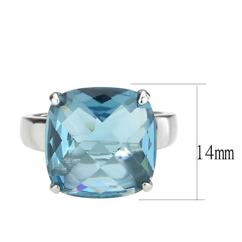 TK3830 - High polished (no plating) Stainless Steel Ring with Synthetic in SeaBlue - Jewelry Store by Erik Rayo