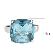 Load image into Gallery viewer, TK3830 - High polished (no plating) Stainless Steel Ring with Synthetic in SeaBlue - Jewelry Store by Erik Rayo

