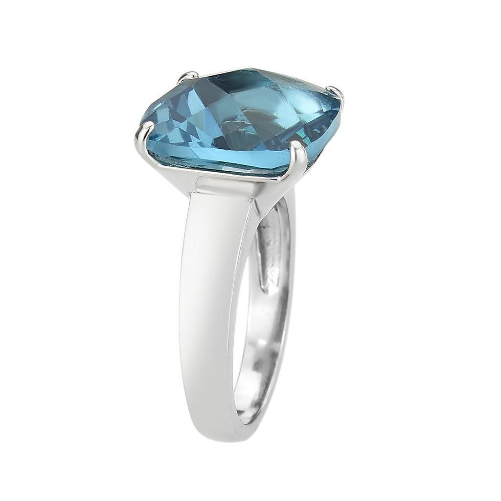 TK3830 - High polished (no plating) Stainless Steel Ring with Synthetic in SeaBlue - Jewelry Store by Erik Rayo