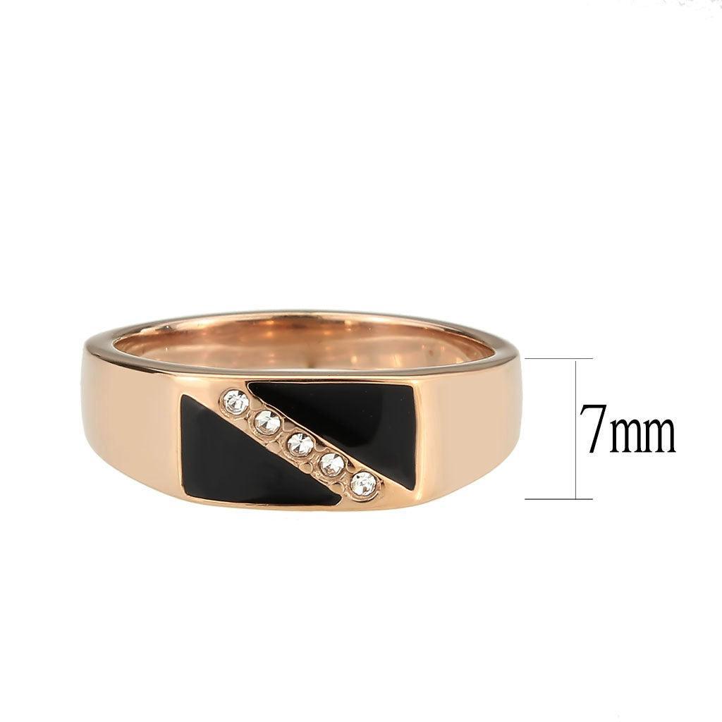 TK3831 - IP Rose Gold(Ion Plating) Stainless Steel Ring with Top Grade Crystal in Clear - Jewelry Store by Erik Rayo