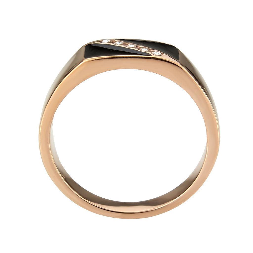 TK3831 - IP Rose Gold(Ion Plating) Stainless Steel Ring with Top Grade Crystal in Clear - Jewelry Store by Erik Rayo