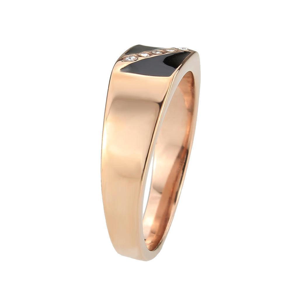 TK3831 - IP Rose Gold(Ion Plating) Stainless Steel Ring with Top Grade Crystal in Clear - Jewelry Store by Erik Rayo