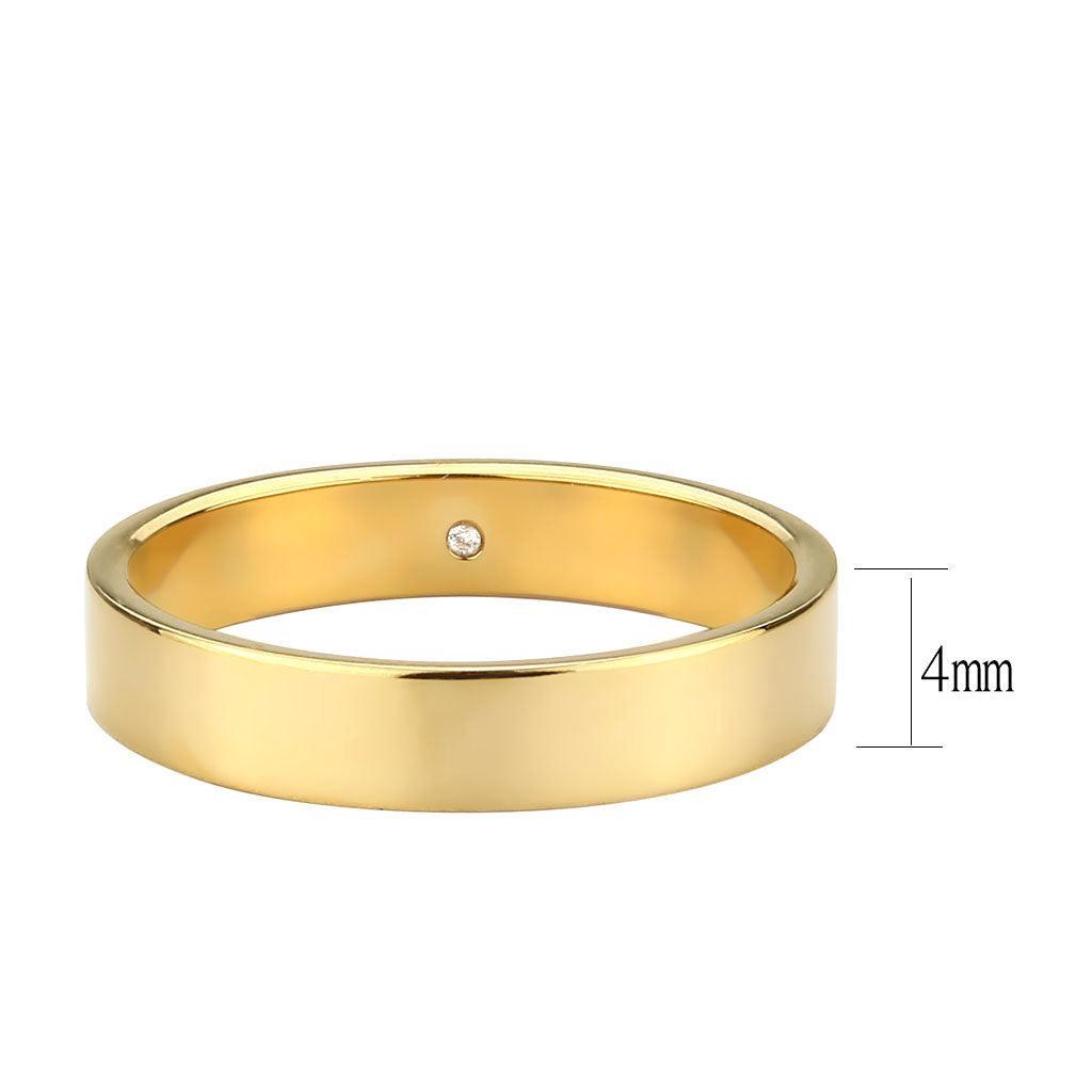 TK3832 - IP Gold Stainless Steel Ring with Top Grade Crystal in Clear - Jewelry Store by Erik Rayo