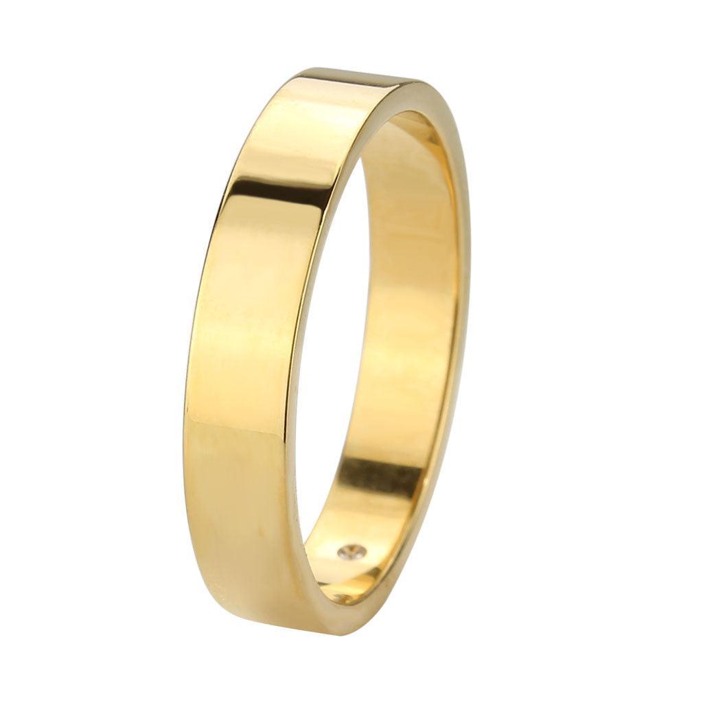 TK3832 - IP Gold Stainless Steel Ring with Top Grade Crystal in Clear - Jewelry Store by Erik Rayo