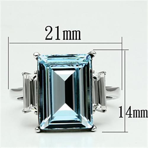 Women's Large Blue Aquamarine Ring Stainless Steel Top Grade Crystal - Jewelry Store by Erik Rayo