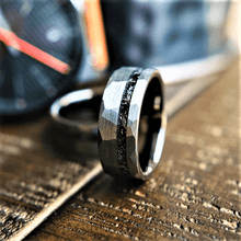 Load image into Gallery viewer, Mens Wedding Band Rings for Men Wedding Rings for Womens / Mens Rings Brushed Faceted Meteorite Wedding Band - Jewelry Store by Erik Rayo
