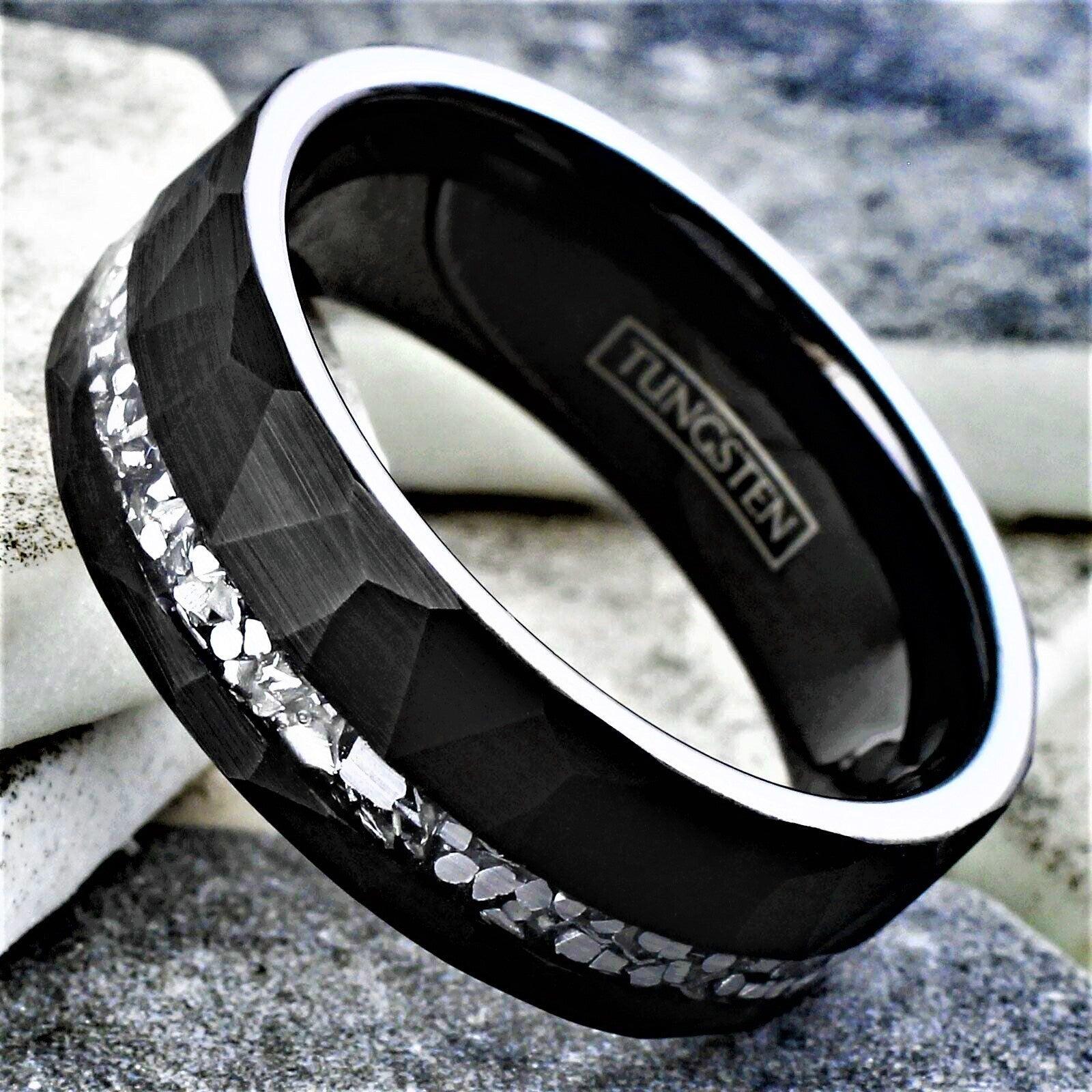 Men's Wedding Band - Brushed Faceted Meteorite Ring for Men and Women - Jewelry Store by Erik Rayo