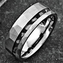 Load image into Gallery viewer, Mens Wedding Band Rings for Men Wedding Rings for Womens / Mens Rings Brushed Faceted Meteorite Wedding Band - Jewelry Store by Erik Rayo
