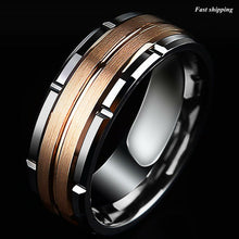 Load image into Gallery viewer, Tungsten Rings for Men Wedding Bands for Him Womens Wedding Bands for Her 8mm Silver Rose Gold Brushed Diamond - Jewelry Store by Erik Rayo
