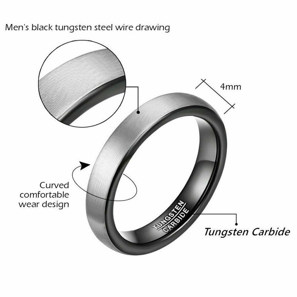 Tungsten Carbide Wedding Band Ring 4mm Matte Brushed Comfort Fit Sizes 4-15 - Jewelry Store by Erik Rayo